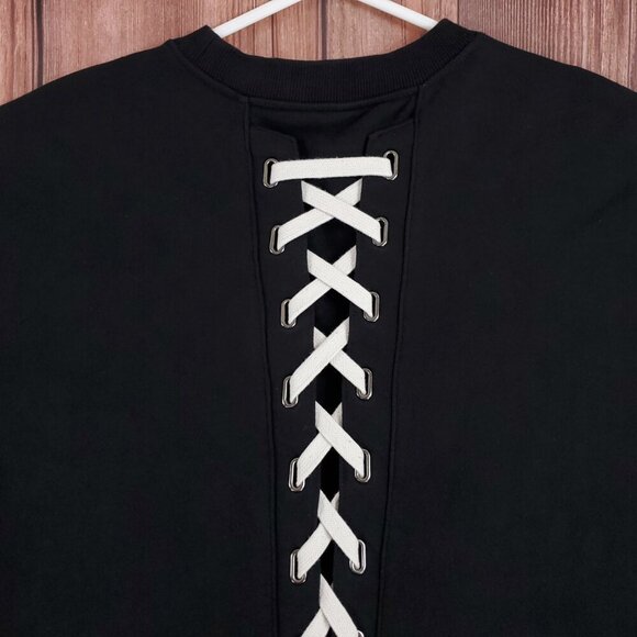 *READ* DBYDGNAK Unisex Size Large Black Back Lace Up Sweatshirt - Picture 5 of 16